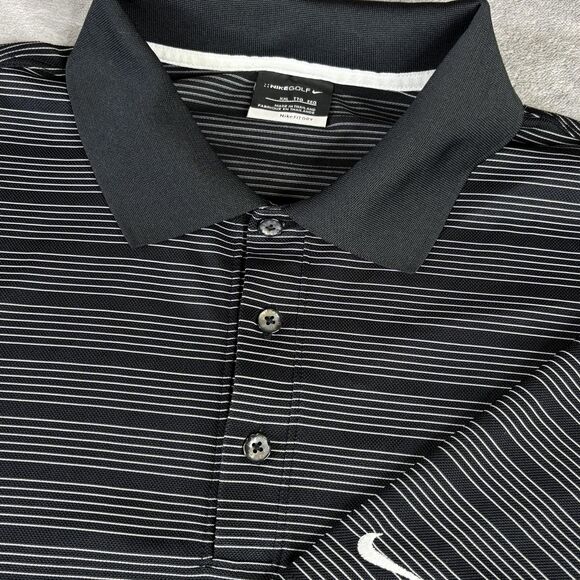 Nike Golf Polo Shirt Mens 2XL Black White Stripe Dri Fit Dry 274038-010 - Picture 7 of 13